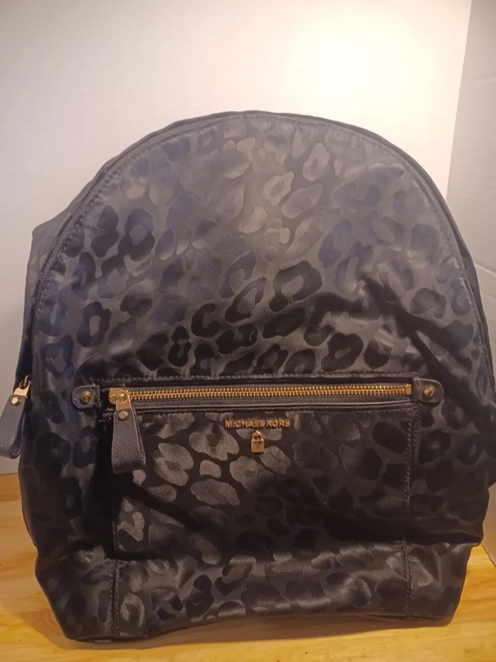 Michael Kors Kelsey Black Leopard Print Backpack